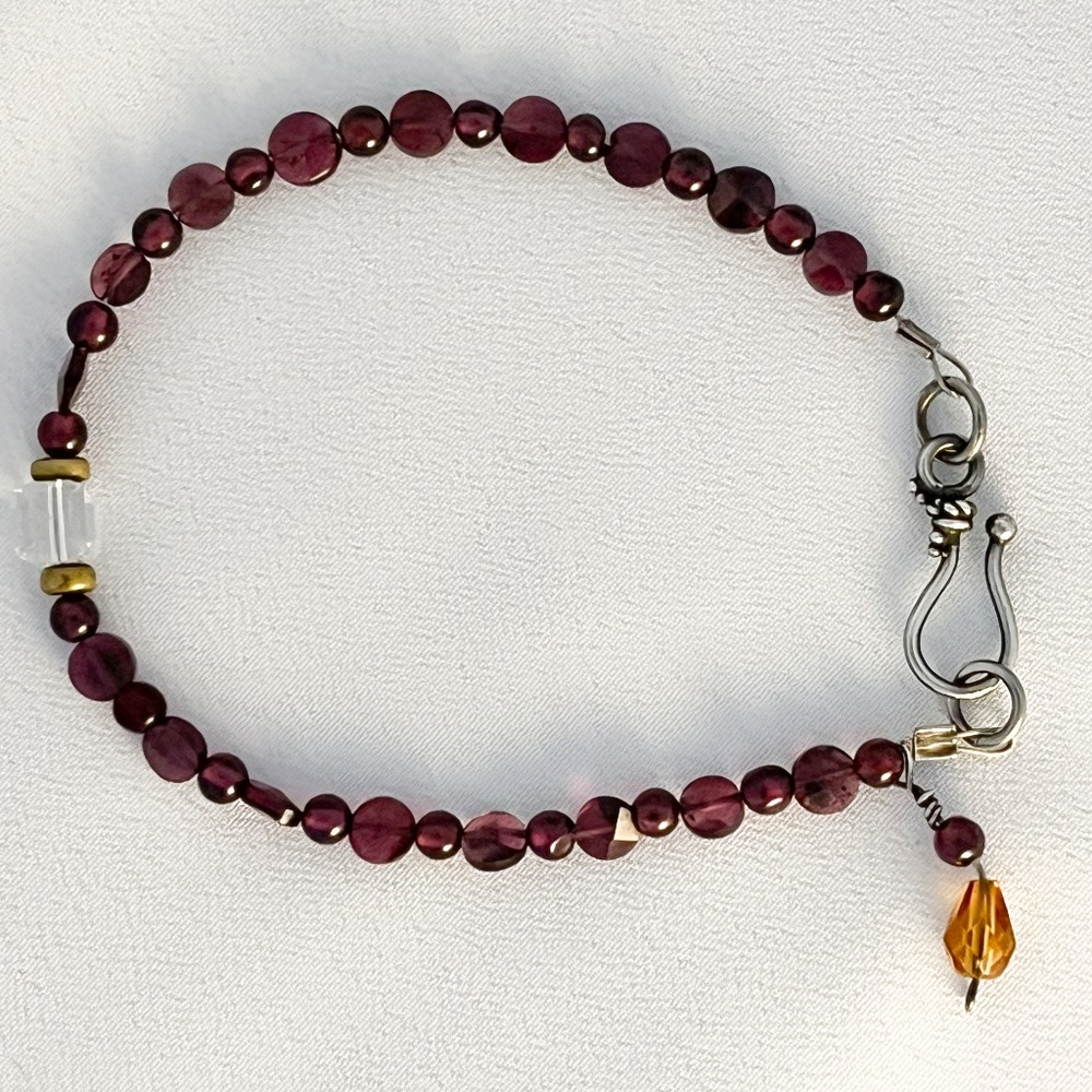 Garnet and Swarovski Crystal Bracelet - 7"